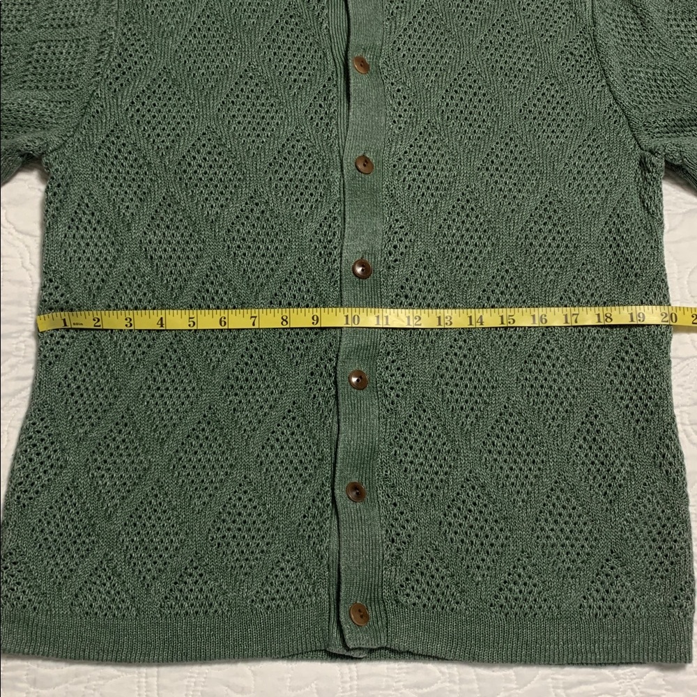 J. Crew Men’s Green Short-Sleeve Linen Diamond-Stitch Large Sweater Polo - Picture 12 of 12